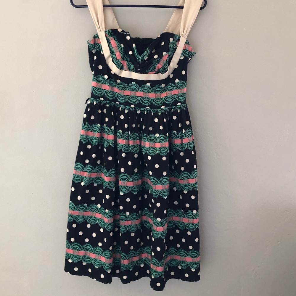 High waisted Betsey Johnson dress with polka.